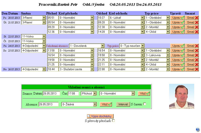 Dochzkov systm Dochzka 3000 - run editace dochzky s monost souasn pravy plnu smn