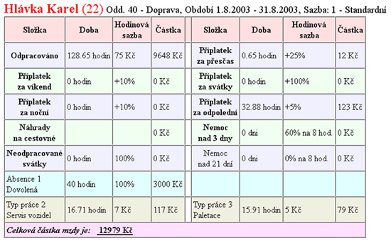 Dochzkov systm Dochzka 3000 - mal mzdov modul je pmo soust systmu