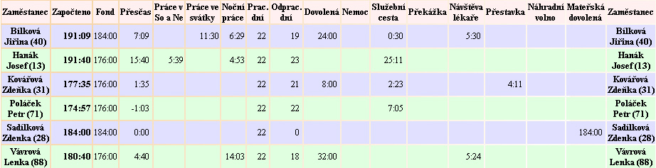 Dochzkov systm Dochzka 3000 - msn vsledovka dochzky pro mzdy